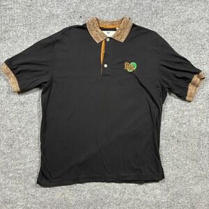 Thomas Wilson‎ Mens Polo Shirt Large Black Brown Collared Cotton Short Sleeve